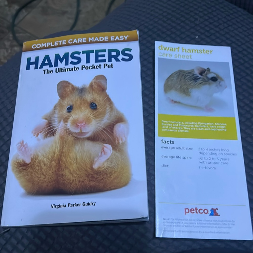 A complete care made easy Hamsters book with a dwarf hamster care sheet